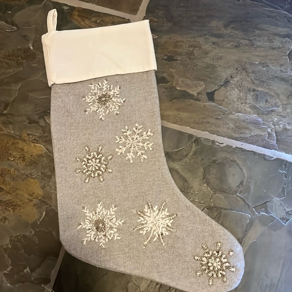 Pottery barn Christmas stocking with beading